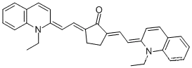 Molecular Structure of 53115-01-8 (2,5-Bis((E)-2-[1-ethyl-2(1H)-quinolinylidene]ethylidene)cyclopentanone)
